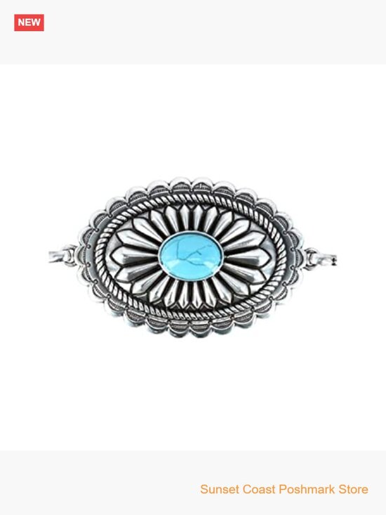 Turquoise Concho Chain Belt with Lobster Claw Closure - Western Dress Belt